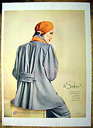 1948 Suskana Fabrics W/ Woman In Gray Broadcloth Suit
