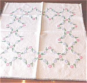 Vintage Tablecloth Embroidered Flowers